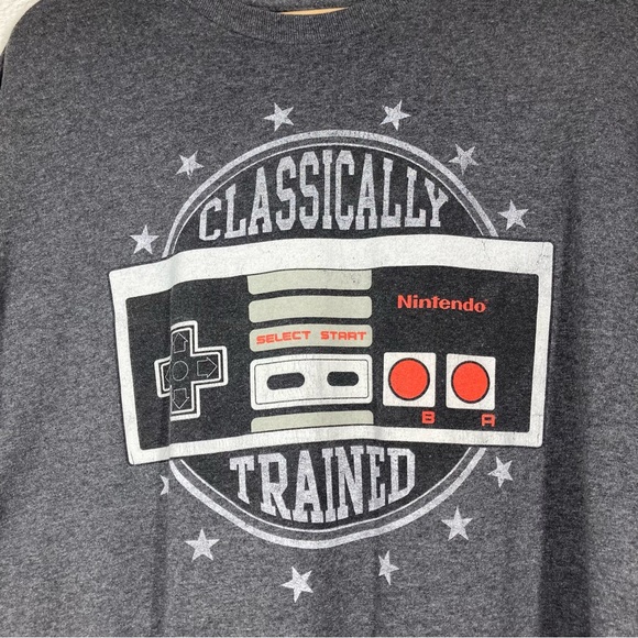 Nintendo Classically Trained XL Charcoal Gray T Shirt 50/50 Graphic Gamer Tee - Picture 3 of 11